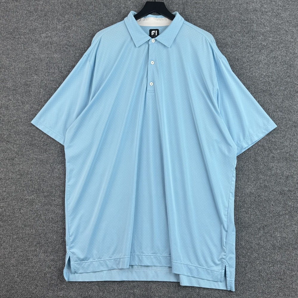 FootJoy Performance Polo Shirt Mens 3XL Blue Geometric Dots Golf Short Sleeve